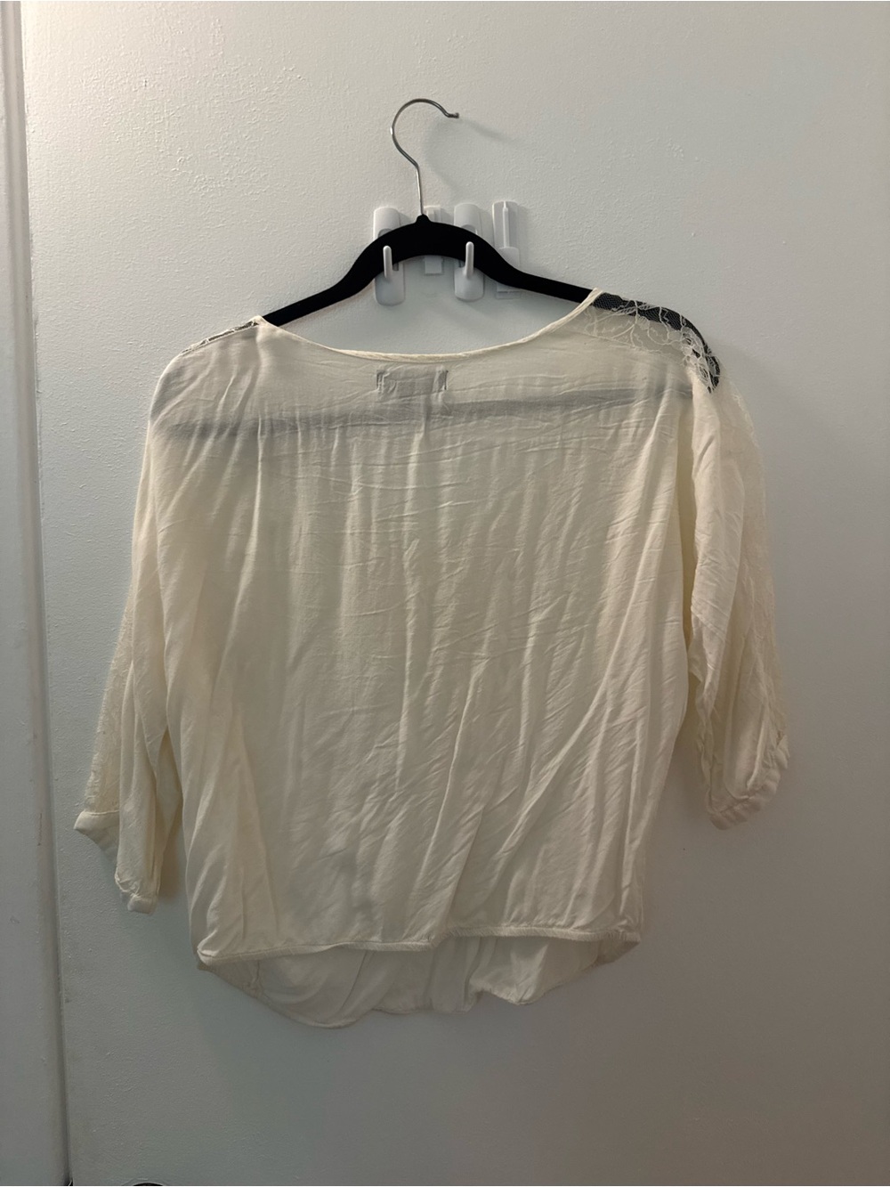 American Eagle Outfitters Cream Lightweight Draped Blouse